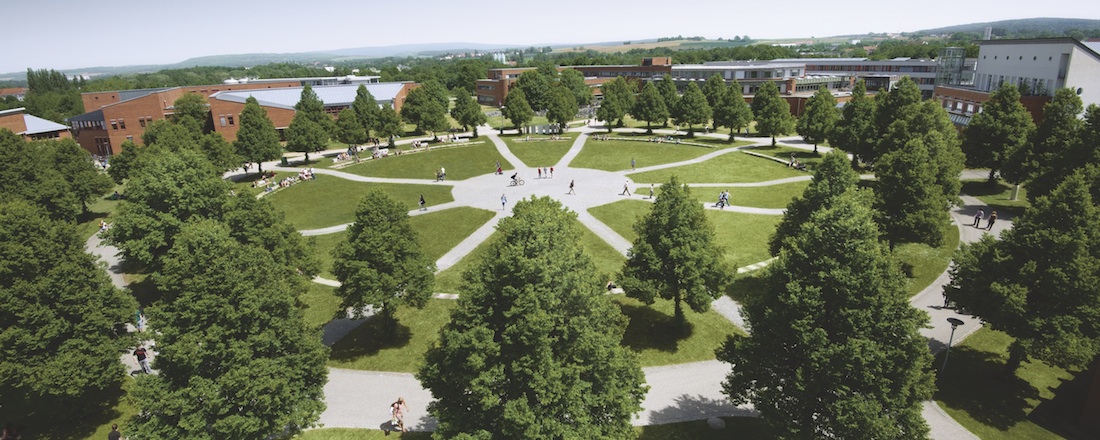 Luftbild des Rondells auf dem Campus der Universität Bayreuth